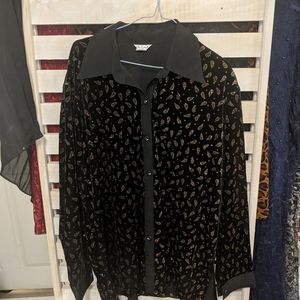 Stretchy glitter black top